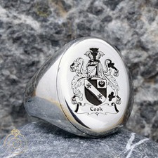 Men Family Crest Anniversary Ring Custom Made Wax Seal Signet Silver Father Band