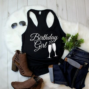 Womens Tank Top Birthday Girl #3 Shirt Champagne Glass Party Tee Gift Bday Squad - Picture 1 of 11