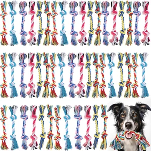 48 Pcs Dog Toys Bulk Chew Ropes Dental Cotton Teething 2 Knot Tug of War Toy for - Picture 1 of 12