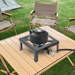 Single Burner Gas Stove Outdoor BBQ Propane Cooker Picnic Grill Stove Adjustable - Picture 1 of 11