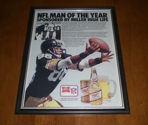 1981 STEELERS LYNN SWANN NFL MAN OF THE YEAR MILLER HIGH LIFE FRAMED AD - Picture 1 of 1