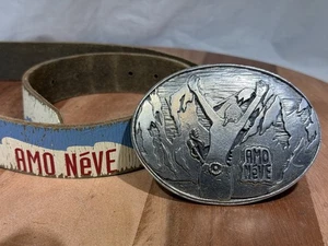 Amo Neve Ledergürtel mit Schnalle Bill Lavin Ski Berge selten I Love Snow - Bild 1 von 11