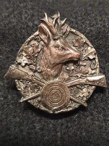 Antique German Deer Hunting Brooch, Badge Hat Pinback Pin Back - Picture 1 of 6