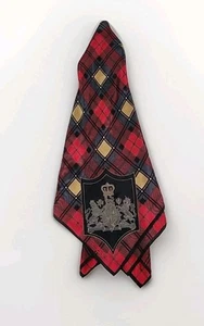 OSCAR DE LA RENTA SQUARE 30x30 Plead Red SILK Gray Symbol SCARF Vintage - Picture 1 of 7