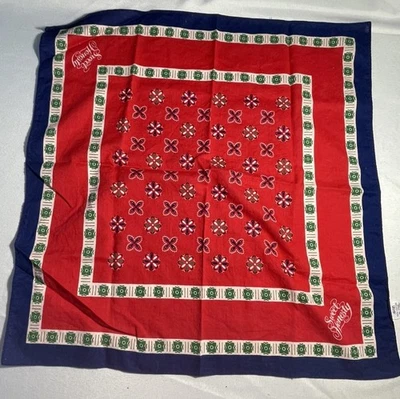 Pañuelo bufanda vintage Avon Sweet Honesty rojo azul 19,5" x 20,25" Japón Foto 1 de 4