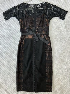 BEGUILE Byron Lars Anthropologie Black Lace DRESS Cocktail Party Size 4 - Picture 1 of 6
