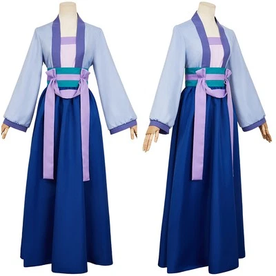 2025 Anime Maomao Tenue Bleue Cosplay Kimono Casaco Saia Vestido Halloween Hanfu EUA - Imagem 1 de 4