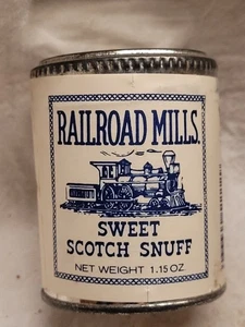 Vintage 70s Railroad Mills Sweet Scotch Snuff Tin w Original Label - Picture 1 of 8