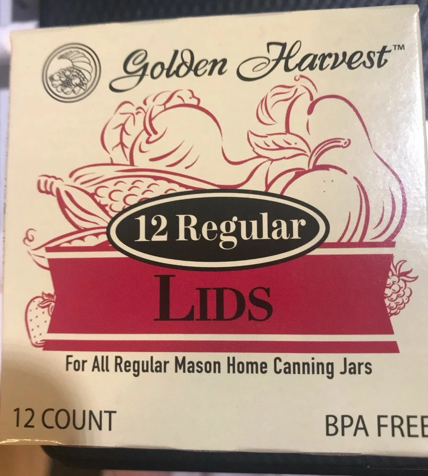 Paquete de 2 - Tapas de enlatado Golden Harvest Regular Mason Home - 12 unidades cada una Foto 1 de 1