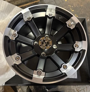 Vision 393 Lockout ATV/UTV 14x8 4x110 -10mm Black/Machined Wheel Rim - Picture 1 of 4