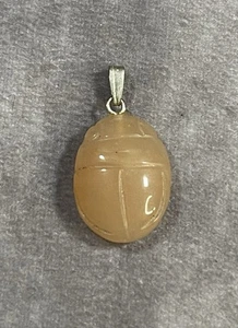 Scarab Beetle Pendant Carved Cream Colored - Picture 1 of 3