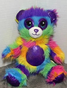 Build A Bear Fuzzy Rainbow Panda Bear Plush Tie Die Stuffed Animal BABW 9” - Picture 1 of 8