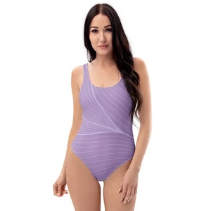 One-Piece Swimsuit Lavender Purple Bathing Suit for Women Trendy Swimwear New - Picture 1 of 47