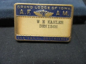 Grand Lodge of Iowa AFAM Centennial Observance Name Tag   SWM4 - Picture 1 of 2