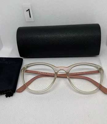 Prada VPR 07V eyeGlasses – 326-101 – Peach & Clear – 51-20-145 - Image 1 of 4