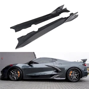 Carbon Fiber Ad Style Side Skirts Body kits For 2020-2024 Corvette C8 Stingray - Picture 1 of 8