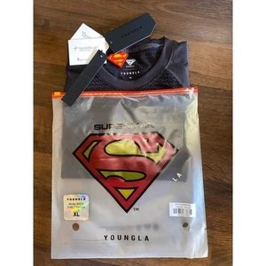YOUNGLA Superman Compression Shirt Men's XL Charcoal Short Sleeve Athletic Gym - Picture 1 of 4