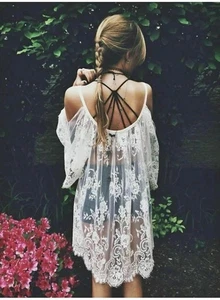 Jen's Pirate Booty Free People Open Road White Lace Tunic Mini Dress XS/S Rare - Picture 1 of 11