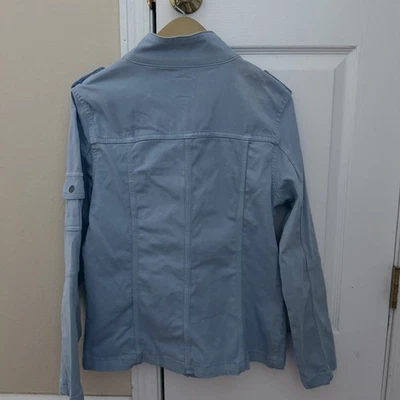 Chaqueta Kensie Jeans Desteñida Utilidad Carga Aspecto Militar 5 Bolsillos Talla M Azul Claro  Foto 1 de 4