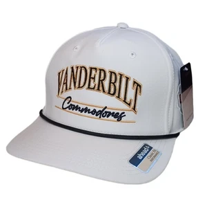 Vanderbilt Commodores Hat Cap Mens Adjustable Snapback White NCAA Rope Hat Ahead - Picture 1 of 8