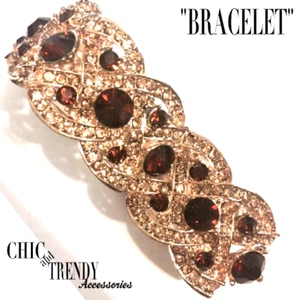 CLEARANCE GOLD CRYSTAL BRACELET FORMAL PROM BRIDAL WEDDING FASHION JEWELRY* - Picture 1 of 3