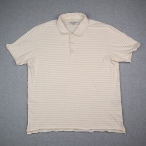 Rag & Bone Striped Polo Shirt 100% Organic Cotton Men's L Cream Short Sleeve