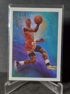 1990-91 NBA Hoops - Art Card Team Checklist #358 Michael Jordan - Picture 1 of 2