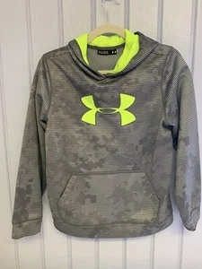 Under Armour BOYS YLG Pullover USA grey lime Hoodie W/ Pockets - Picture 1 of 5