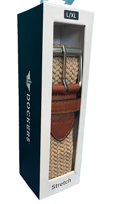 Nuevo cinturón trenzado elástico cómodo Dockers para hombre talla: L/X caqui Foto 1 de 3