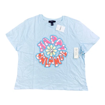 Happy Balance T-Shirt 2X Plus Size 100% Cotton Blue Short Sleeve NWT - Image 1 of 4