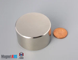 1 3/4" x 1" N45 44.4mm x 25.4mm Strong Rare Earth Neodymium Disc Magnets - Picture 1 of 3