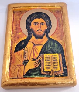 Jesus Christ Rare Mt Sinai Greek Orthodox Icon Art on Wood ICXCNIKA 1344sin - Picture 1 of 5