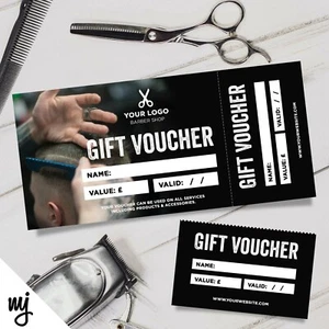 Custom Printed Gift Vouchers | Perforated | Barber Hairdresser Business Men Man - Picture 1 of 1