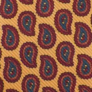 IKE BEHAR Mens Peach Blue PAISLEY Handmade Self-tipped Woven Silk Cotton Tie NWT - Picture 1 of 3