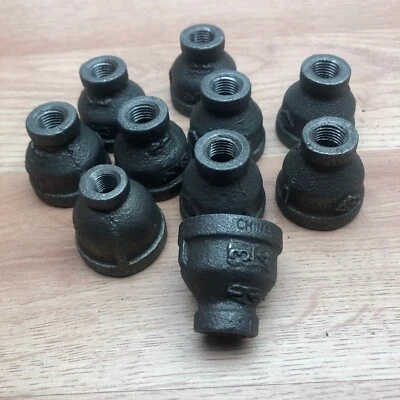 LOT OF 10 UNBRANDED  3/4" X 1/2" BLACK MALLEABLE REDUCING IRON REDUCER FITTING C - Image 1 of 3