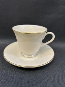 Lenox China~Hayworth~(1)~Cup and Saucer Set~Beige with Gold Trim~Perfect~USA - Picture 1 of 4