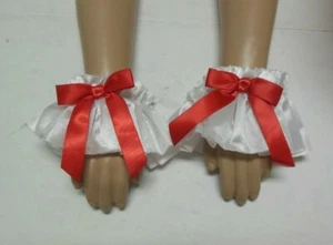 NEW DANCE COSTUME ruffled satinette wristlets Victorian Arm accessories one size - Picture 1 of 4