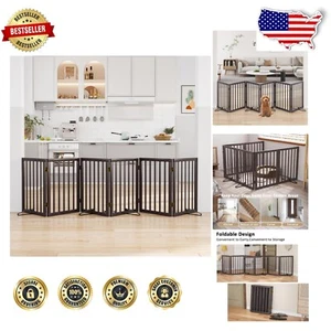 Compact Bamboo Dog Gate 55-110" - Elegant, No-Installation Pet Divider - Picture 1 of 8