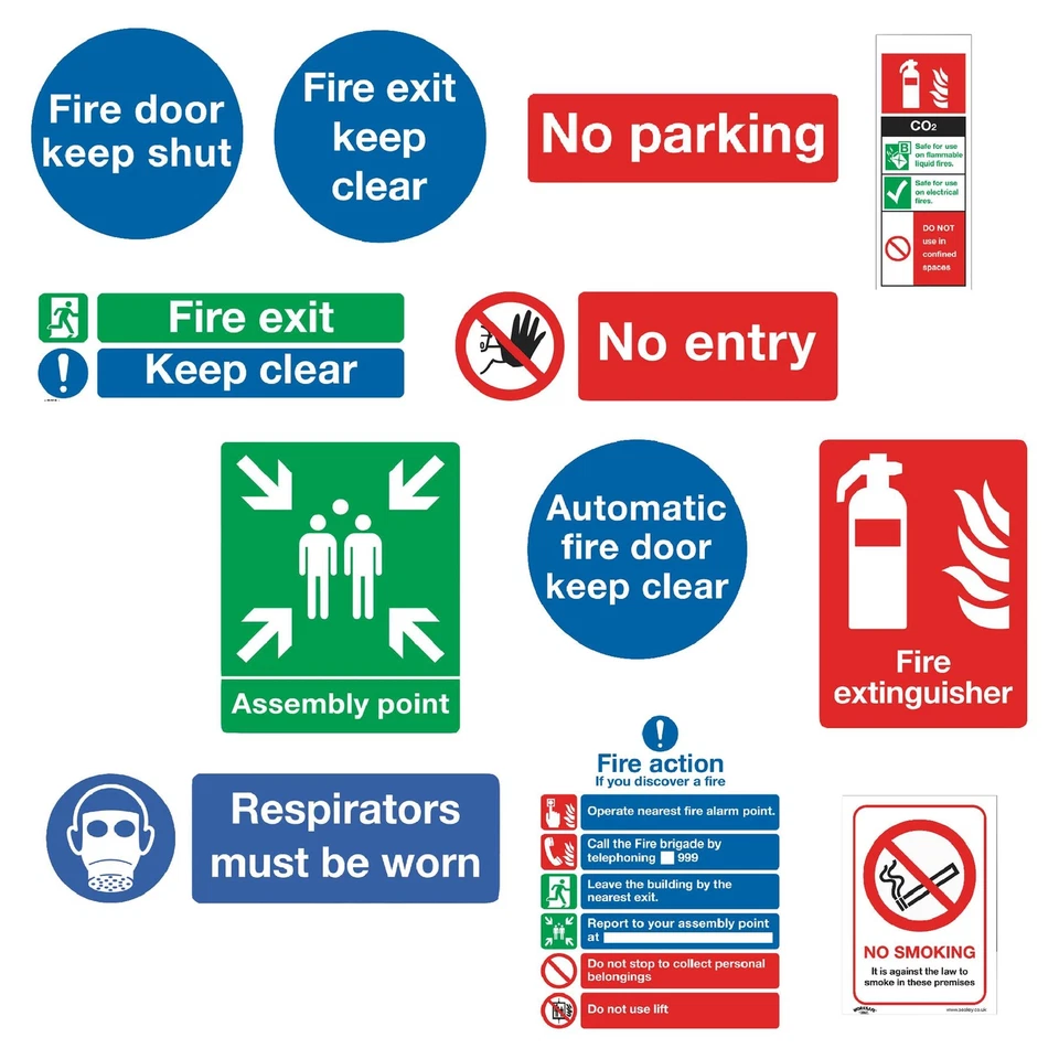 Safe Sign Surveillance Fire Extinguisher Exit Safety Signs Plastic Adhesive  - Image 1 of 1