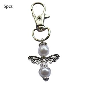 Creative DIY Angel Wing Keychain Pendant with ABS Pearl Jewelry Set 5 Pcs