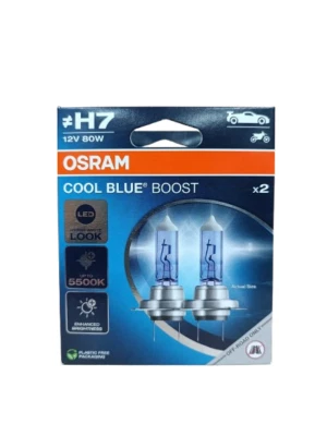 KIT COPPIA LAMPADE OSRAM H7 COOL BLUE BOOST 5500K 12V 80W 62210CBB-2HB per auto - Immagine 1 di 4