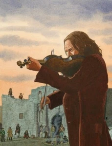 THE ALAMO DAVID CROCKETT AND HIS FIDDLE BILLY BOB THORNTON ART PRINT - Picture 1 of 1