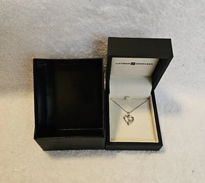 Sterling Silber 18" Kabel Halskette mit einem Glas Diamant Herz Anhänger - Bild 1 von 12