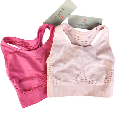 Sweaty Betty Stamina Workout Bra XS Set Of 2 Pink Racerback Seamless Sports Gym - Image 1 of 4