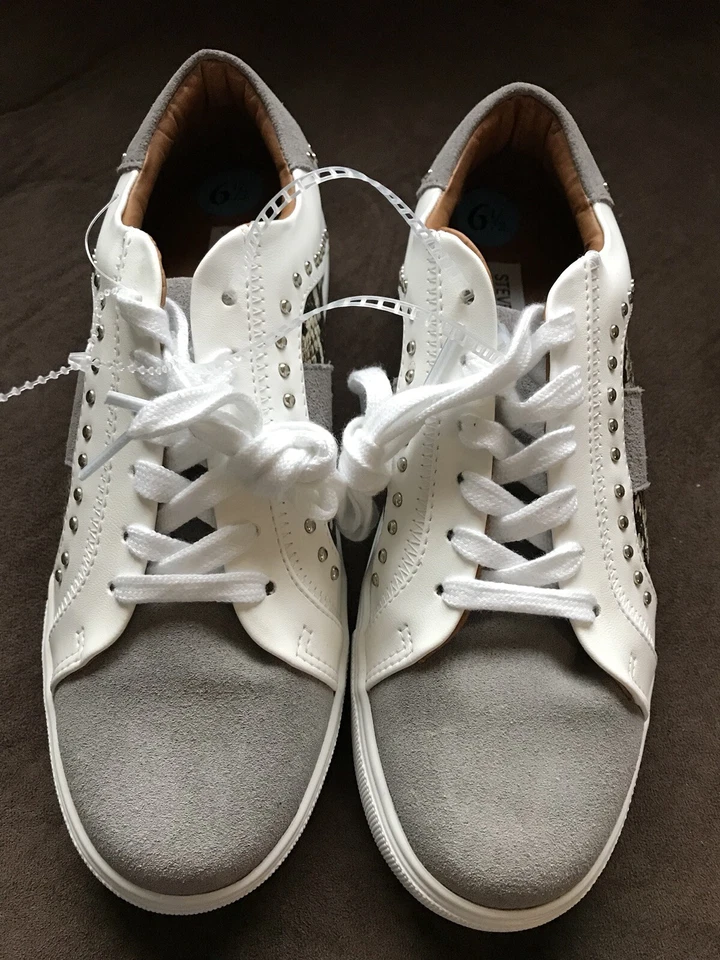 NWT Steve Madden Women’s Studded Faux Snakeskin Gray Sneakers 6.5 - Image 1 of 4