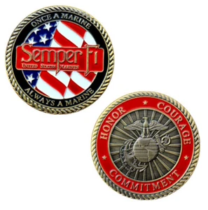 Marine Corps A MARINE ALWAYS A MARINE Commemorative Challenge Coin Semper Fi US - Picture 1 of 10
