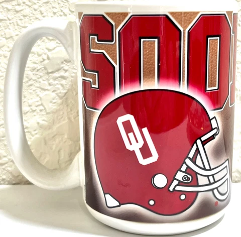 Oklahoma Sooners Football Mug 12oz 4.5" Tall Cover