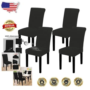 Removable Washable Waterproof Chair Cover Set - Stretch Jacquard, Black Elegance - Picture 1 of 9