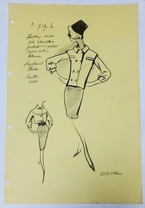 Estorel Designer Vintage Mid Century Fashion Design Stat Sheet - Picture 1 of 1