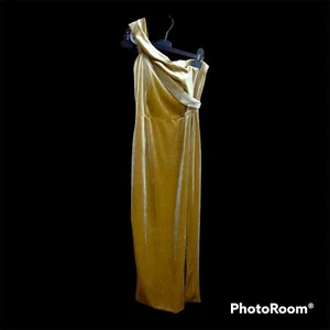 Evening One Shoulder Long Dress Lavish Alice Velvet Golden Brown Size 8 Zipped - Picture 1 of 21